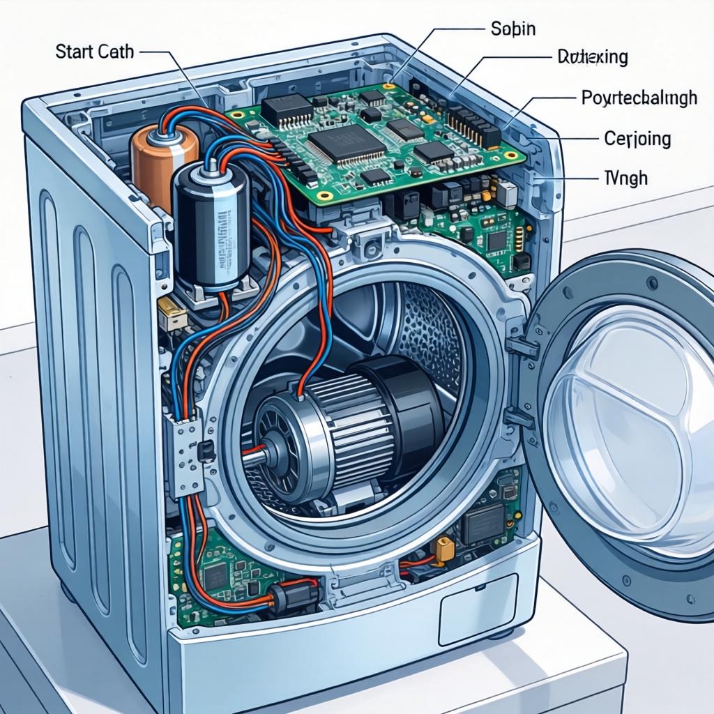 洗衣机启动电容的外观与工作原理详解第一张图